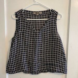 Flax Black & White Grid Tank